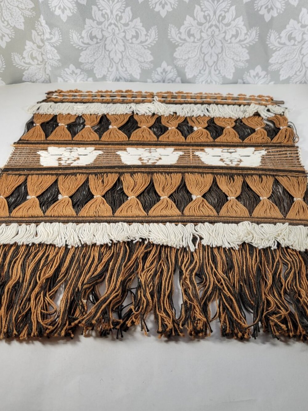Mid Century MCM Macrame Wall Hanging Tapestry Hand Woven Thread Art Vintage Boho